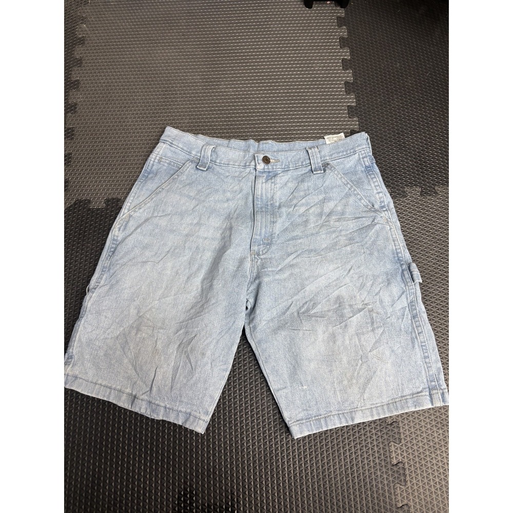 Wrangler‎ Men's Size 32 Light Wash Denim Carpenter Shorts Relaxed Fit Utility
